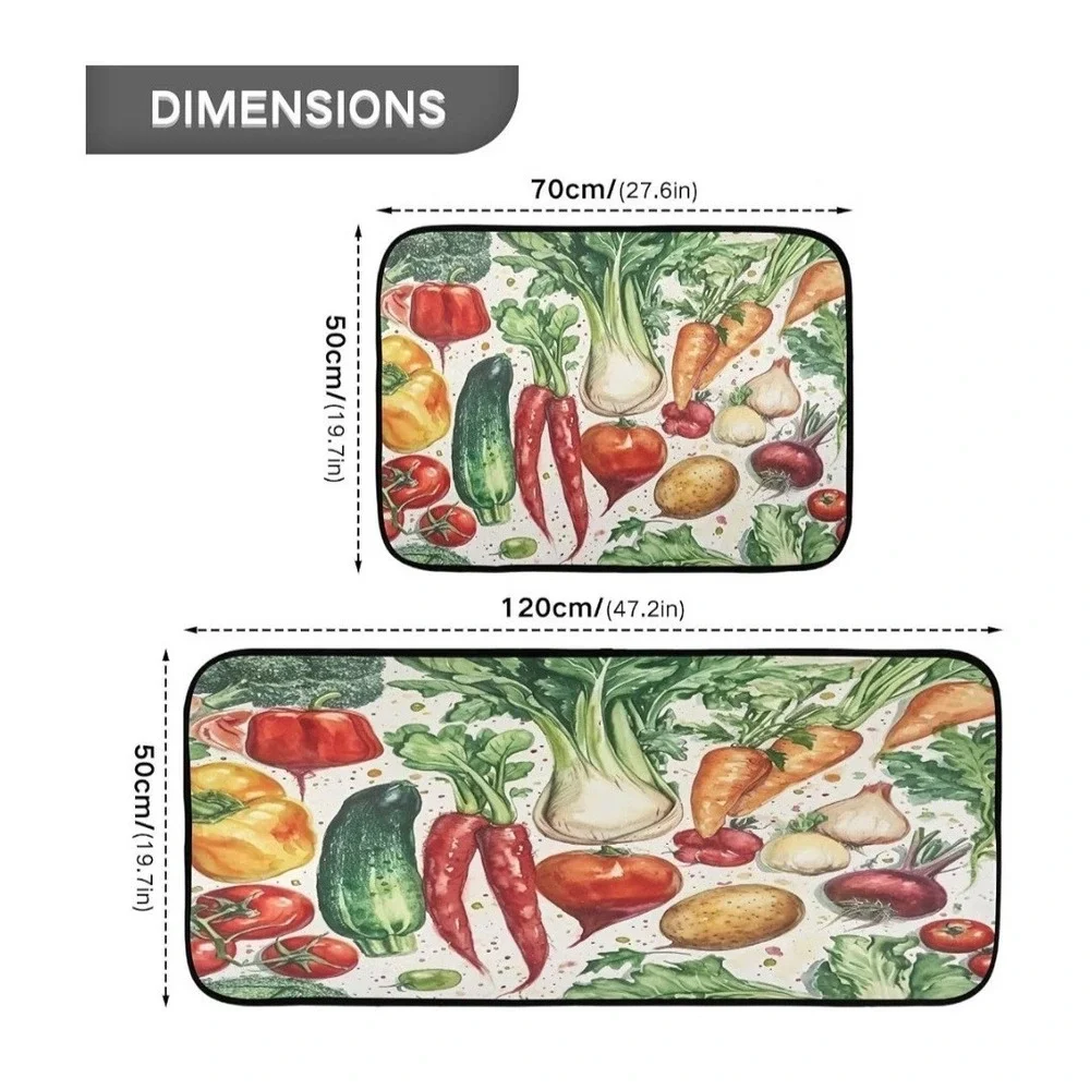 Set of 2 Large Kitchen Rugs and Mats 19.7 x 27.6 in and 19.7x 47.2 in Non Slip.